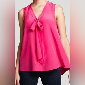 Lilly Pulitzer Raleigh Fuchsia Sleeveless Kitty Bow Blouse in Kissy Pink Small